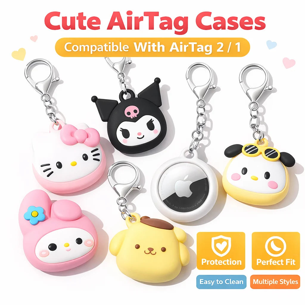 Cute Silicone AirTag Case Keychain For Apple AirTag